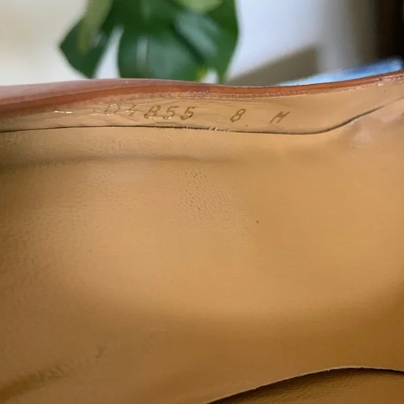 Stuart Weitzman Cognac Brown Leather Wood Stack Platform Heel Sz 8M Peep toe - Picture 4 of 14